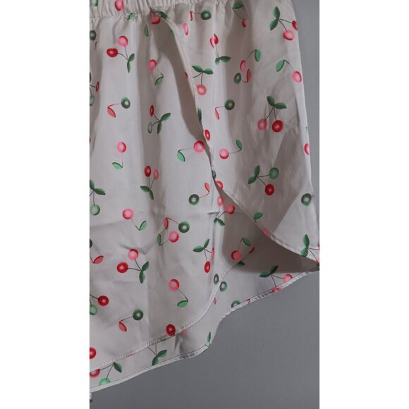 Colsie XL White Cherry Pullon Sleep Lounge Satin Comfy Lightweight Shorts - Picture 3 of 5
